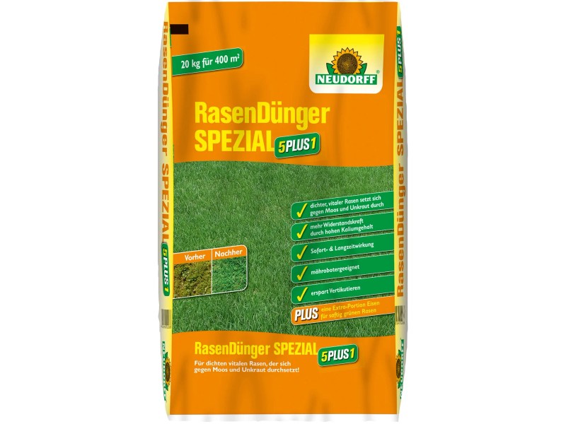 Neudorff - Engrais Gazon 5PLUS1 10kg - Fertilisant Naturel Pour Pelouse Verte Et Dense
