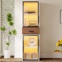 okwish Vitrinenschrank mit LED Beleuchtung Glastüren Wohnzimmer 40x40x200cm Weiß_2