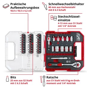 Einhell Ratschen Bit Set 37tlg L CASE
