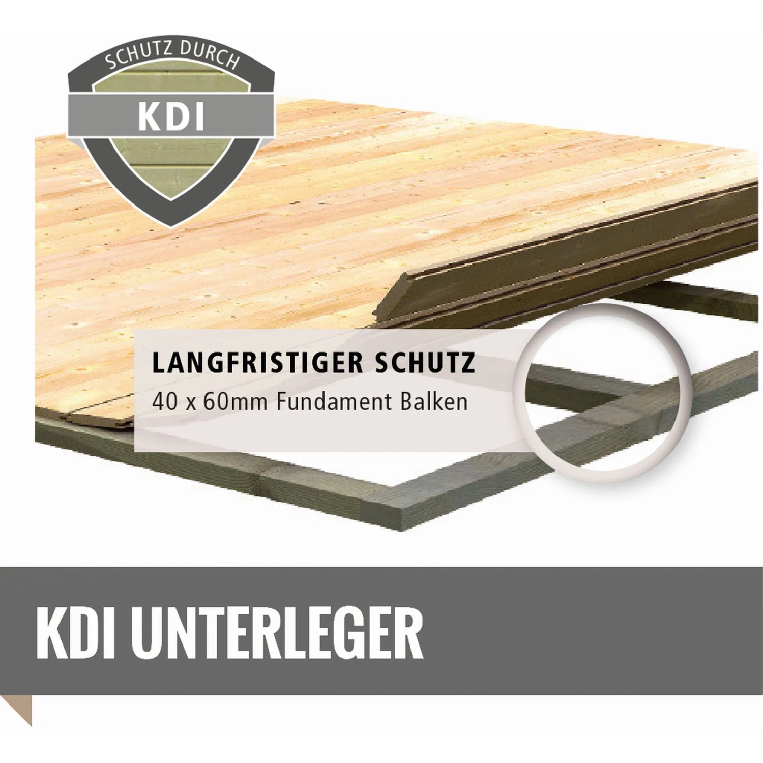 KDI Unterleger für Karibu Gartenhaus: Fundamentbalken 40x60mm für langfristigen Schutz.
