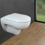 Wand-WC mit WC-Sitz Exclusive passend für Geberit Renova, weiß, mit Absenkautomatik.