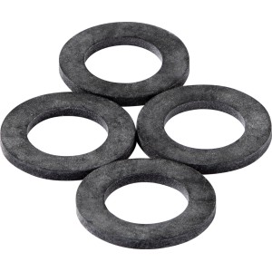 Vier schwarze KÖRO EPDM Dichtungsringe 15x24x2 mm für Schlauchkupplungen.