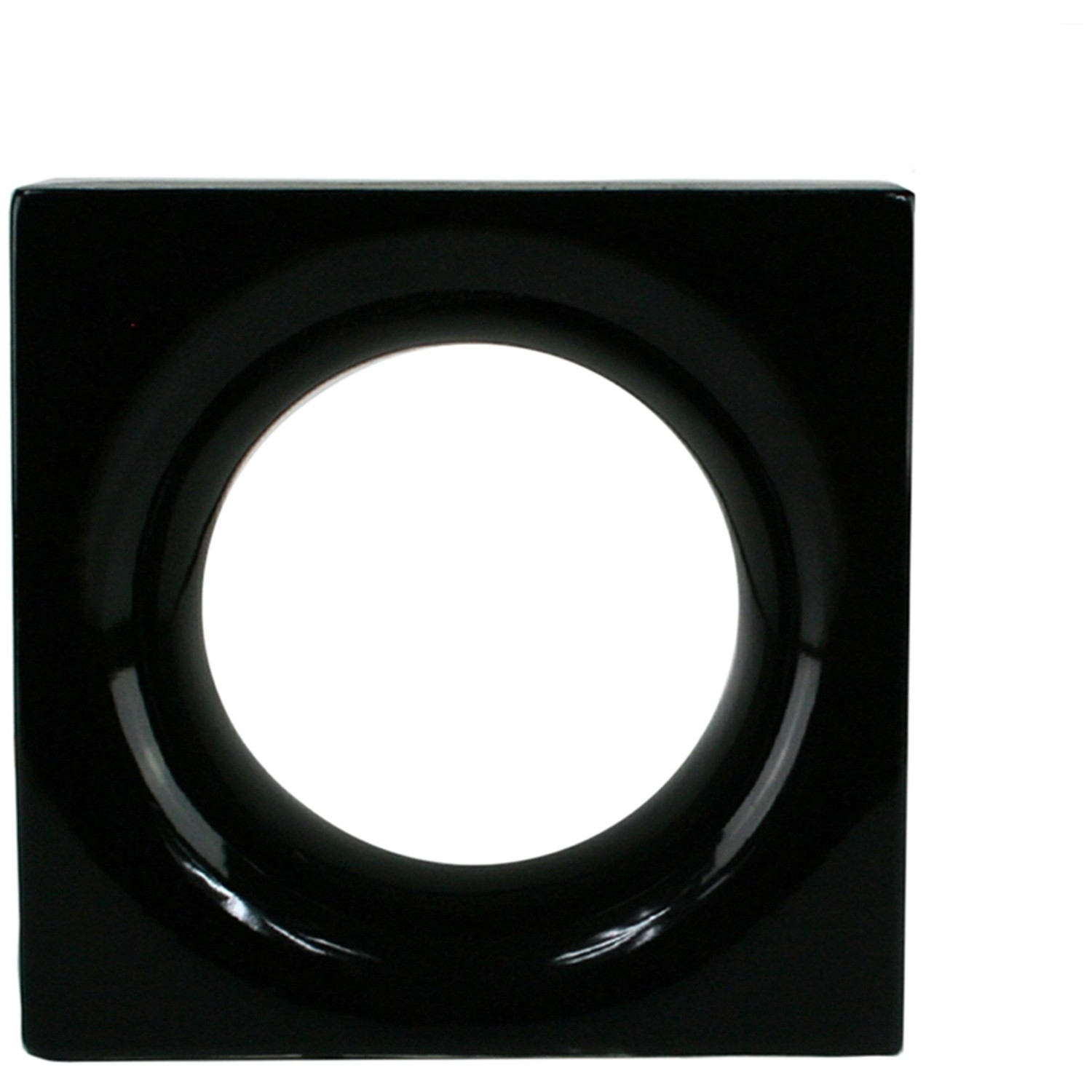 Schwarzer Keramikstein Loop, 19x19x8 cm, für Innenräume. Deko-Element, Glasbaustein.