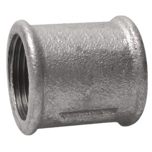 Verzinkte Kirchhoff Doppelmuffe, 30,3 mm (1 IG), Temperguss-Fitting für Stahlrohr-Verbindungen.