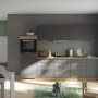 Moderne Küchenzeile: Held Möbel Küchenzeile 300 cm in Matt Grau-Wotaneiche mit E-Geräten.