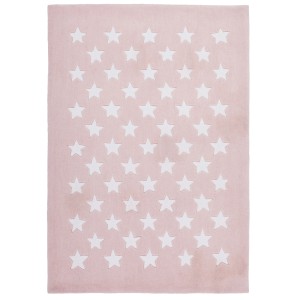 Puderrosa Kinderteppich Sweety mit weißen Sternen, 120x170 cm.