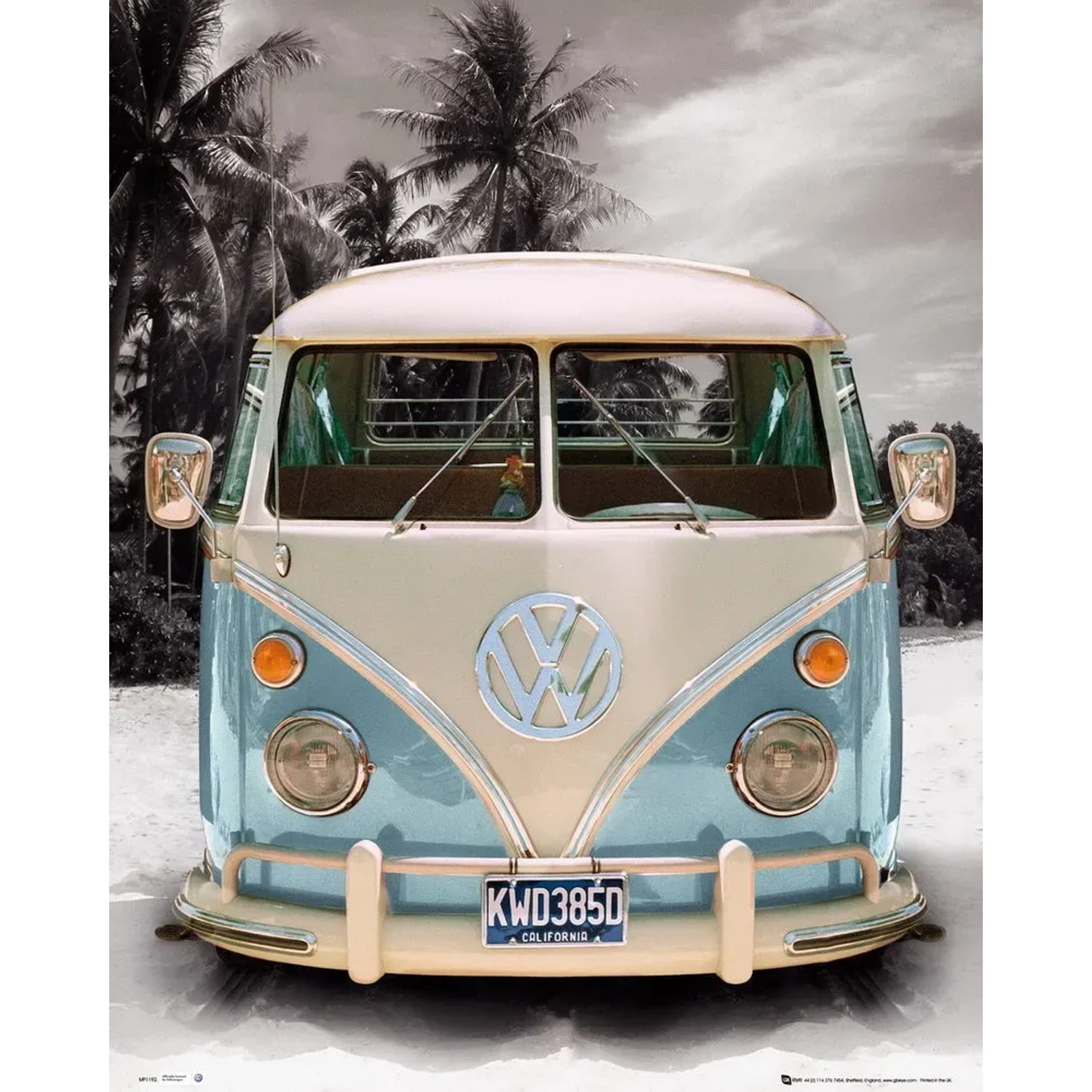 Fertigbild Deco Panel mit VW Bulli Motiv, 40x50 cm. Wandbild im Retro Look für Wohnräume.