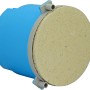 Blaue Betondose 150x120 mm mit Mineralfaserplatte für Einbauleuchten.