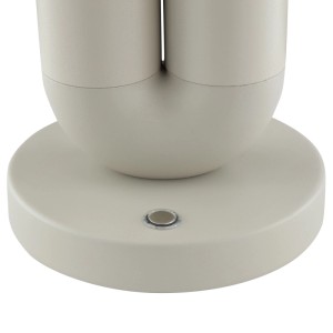 Beige Brilliant LED Tischleuchte Sayu Basis mit Ladeanschluss. Dimmbare Akku-Lampe mit Vase für drinnen & draußen.
