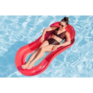 Frau entspannt auf roter Bestway Luftmatratze Hydroluxe im Pool.