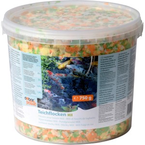 Dobar Teichflocken Mix 750g im Eimer, mehrfarbiges Teichfutter für Fische.