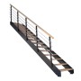 Treppe Kos 12 Stufen Eiche Rustik Geölt 85 cm Metallgeländer Schwarz FSC®