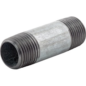 Fitting 21 mm x 60 mm aus Temperguss, verzinkt, mit Außengewinde.