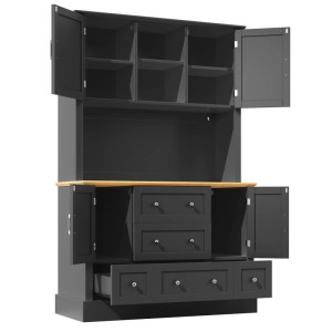 okwish Hochschrank mit LED-Beleuchtung Küche 115 x 40 x 180 cm Schwarz