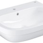 Grohe Euro Keramik Handwaschbecken, 65 cm, Alpinweiß mit Hahnloch und Überlauf.