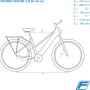 Skizze des Fischer E-Bike Trekking-Rad Viator 4.1i Damen mit Maßangaben.