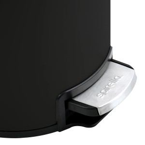 Schwarzer Spirella Kosmetikeimer Riku (3 l) mit Pedal und Metalleinsatz.