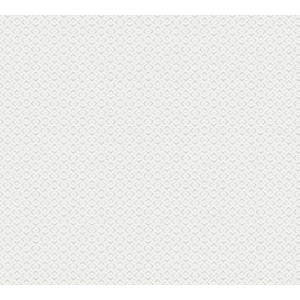 Weiße Vliestapete mit geometrischem 3D-Effekt, leicht strukturiert und mit Glitzer.