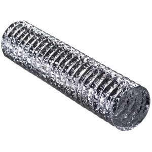 Flexibler, schwer entflammbarer Schlauch, 2 m, System 100, aus Alufolie mit Polyesterbeschichtung.