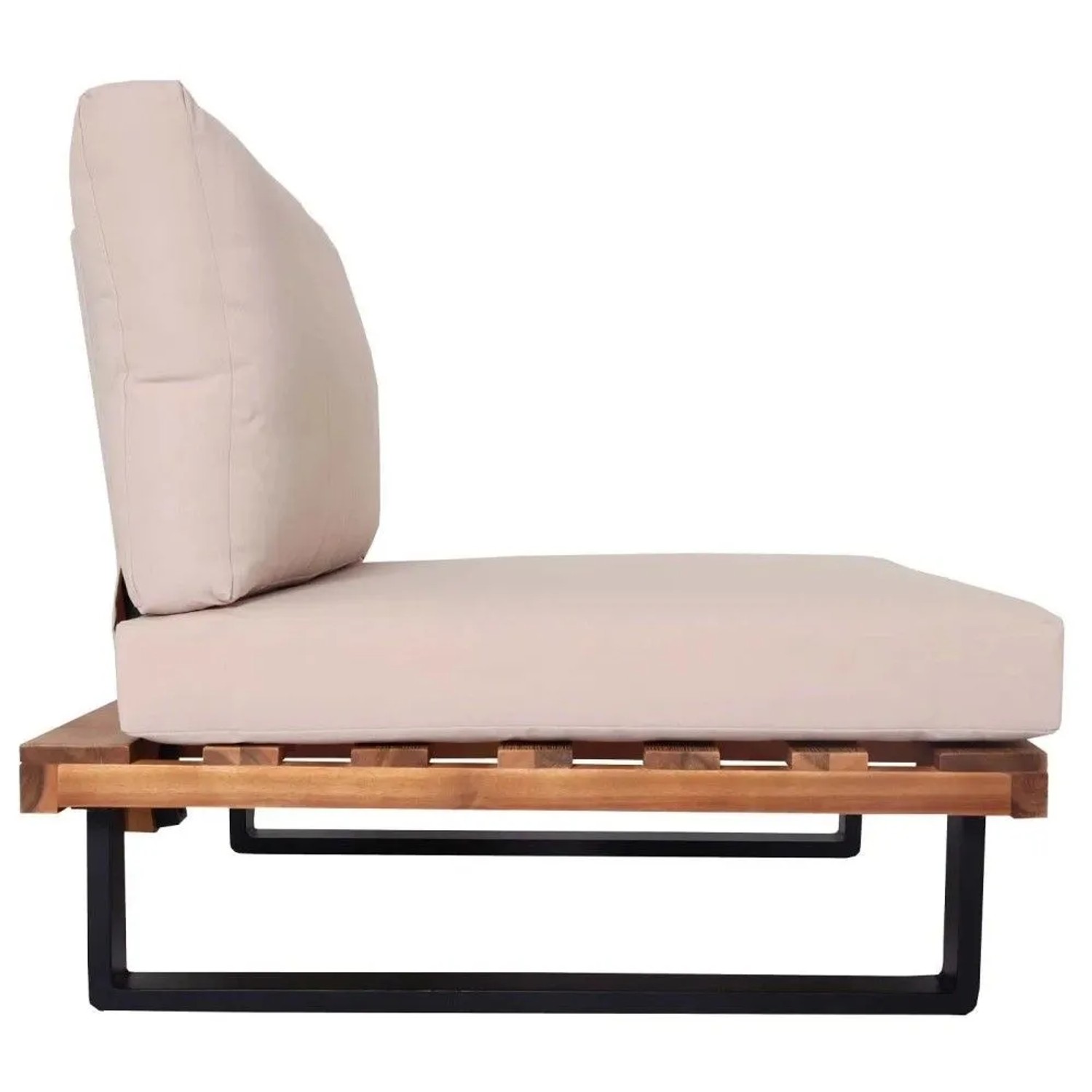 MCW Lounge-Sessel H54 2er-Set, hellbraunes Akazienholz, beige Polster.