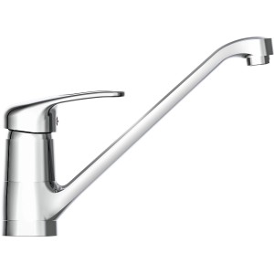 Chromfarbene Schütte Design Spültischarmatur Grande mit hohem, schwenkbarem Auslauf.