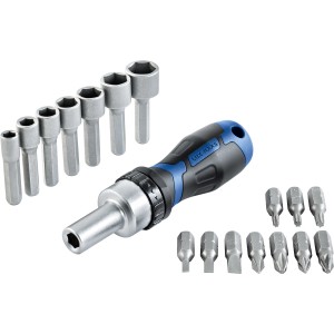 LUX-TOOLS Werkzeugdose, 18-teilig: Bit-Set mit Schraubendreher und verschiedenen Bits für Werkzeugkoffer.