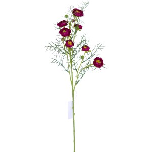 Kunstblume Ranunkel in Weinrot, 74 cm hoch, für stilvolle Deko.