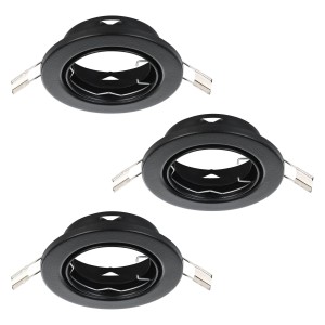 3er Set Eglo Agulo 1 Einbauspots, schwarz, aus Stahl, für E27 Leuchtmittel bis 35W.