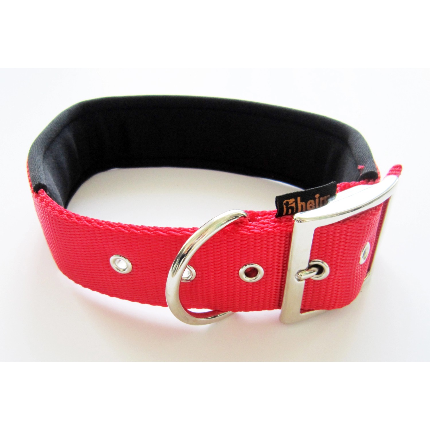 Rotes Heim Hundehalsband (38mm/50cm) mit weichem Neoprenfutter und Metallschnalle.