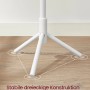 Detailaufnahme des weißen Vasagle Kleiderständers mit stabiler, dreieckiger Basis aus Massivholz.