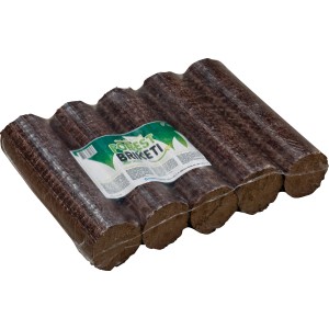 Verpackte Forest Hartholzbriketts (10 kg) ohne Loch in Folie, geeignet für Kamin und Ofen.