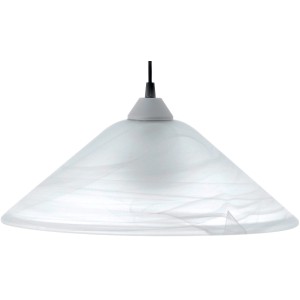 Eglo Pendelleuchte mit alabasterfarbenem Glasschirm, silberfarben. Hängeleuchte für E27 Leuchtmittel.