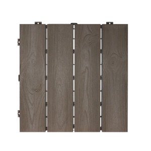 Onek Kunststoff-Fliese Snapwood, 38x38 cm, nussbraun. Holzfliese mit Klicksystem für den Außenbereich.