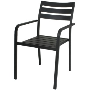 Anthrazitfarbener Gartenstuhl Treviso im 2er-Set mit Armlehnen und Aluminiumgestell.