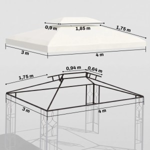 Outsunny Ersatz-Vordach 180g/m² Polyeser Cremeweiß 3 x 4 m