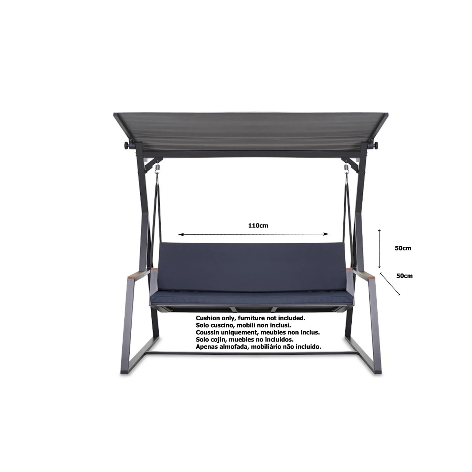 Marineblaues Kissen-Set für Hollywoodschaukel, 110x50x7cm, für 2-Sitzer Schaukel.