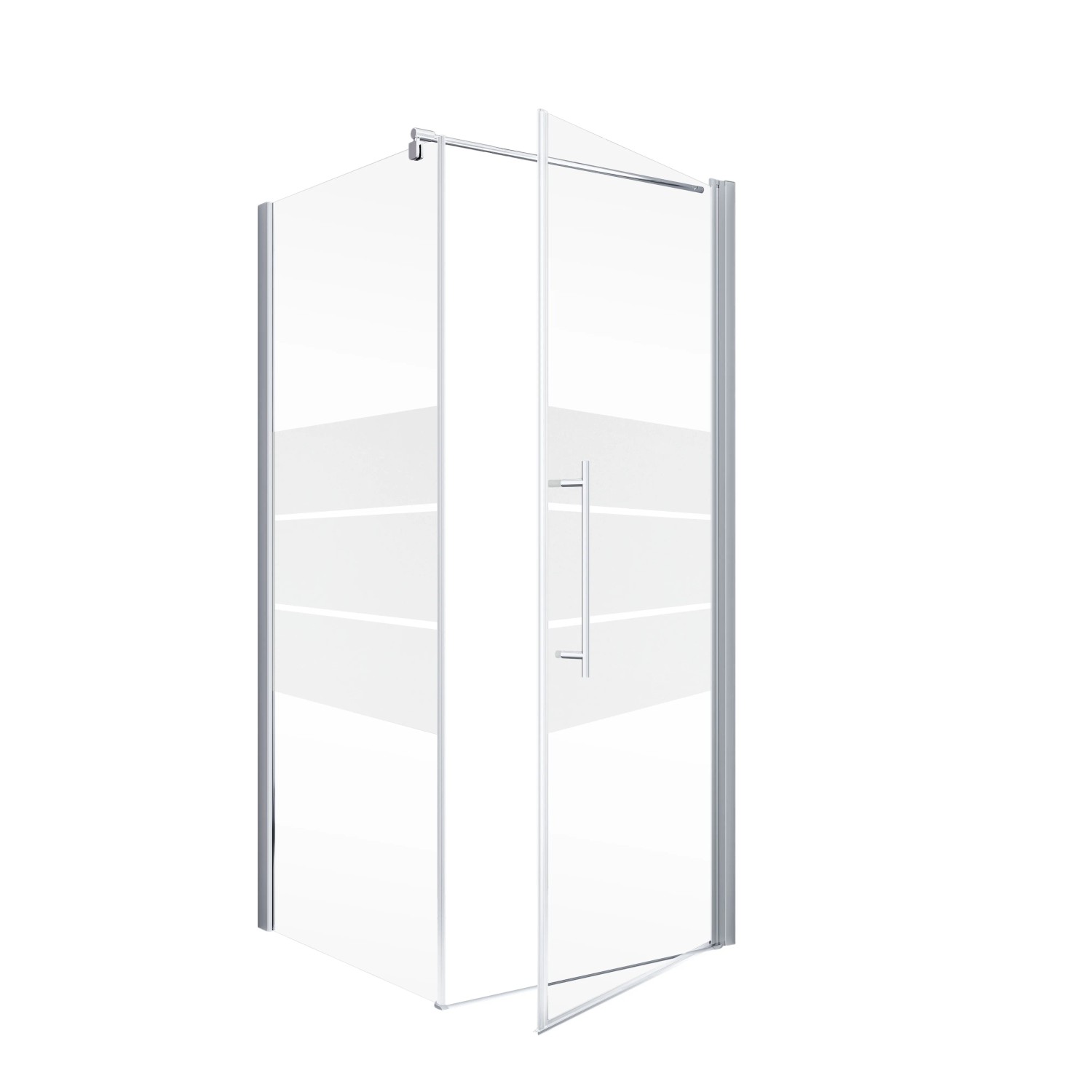 Schulte ExpressPlus Drehtür mit Seitenwand AlexaStyle2.0, 90x90x192 cm, Klarglas mit Dekor.