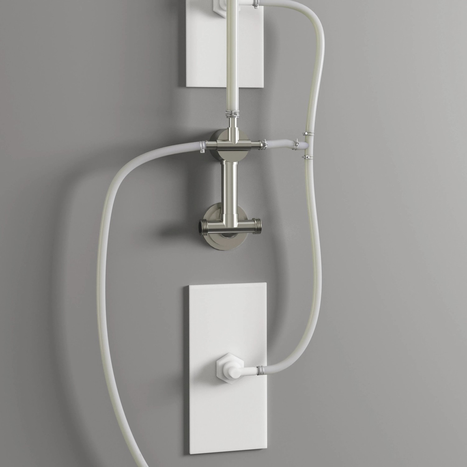 Detailaufnahme der Installation einer Schulte Bali Komplettdusche mit Schiebetür.
