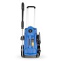 Hyundai Hochdruckreiniger HPW3100IE, 3100 W, 11 l, blau, mit Rädern und Teleskopgriff.