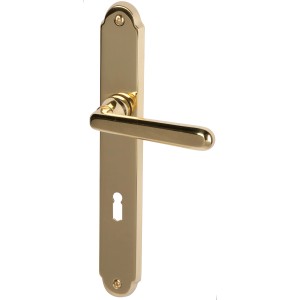 Alpertec Langschild-Garnitur Wien, Buntbart, Messing poliert für Zimmertüren.