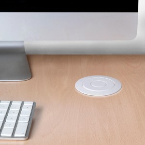 Emuca Abnehmbarer Multistecker Vertikal 3 X Schuko Stecker 2 X USB Typ A Kunststoff und Aluminium Weiß Metallic