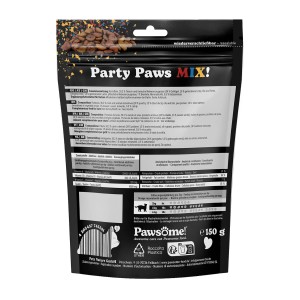 Pawsome Katzenfutter Party Paws Mix 150g, Katzenleckerli im wiederverschließbaren Beutel.