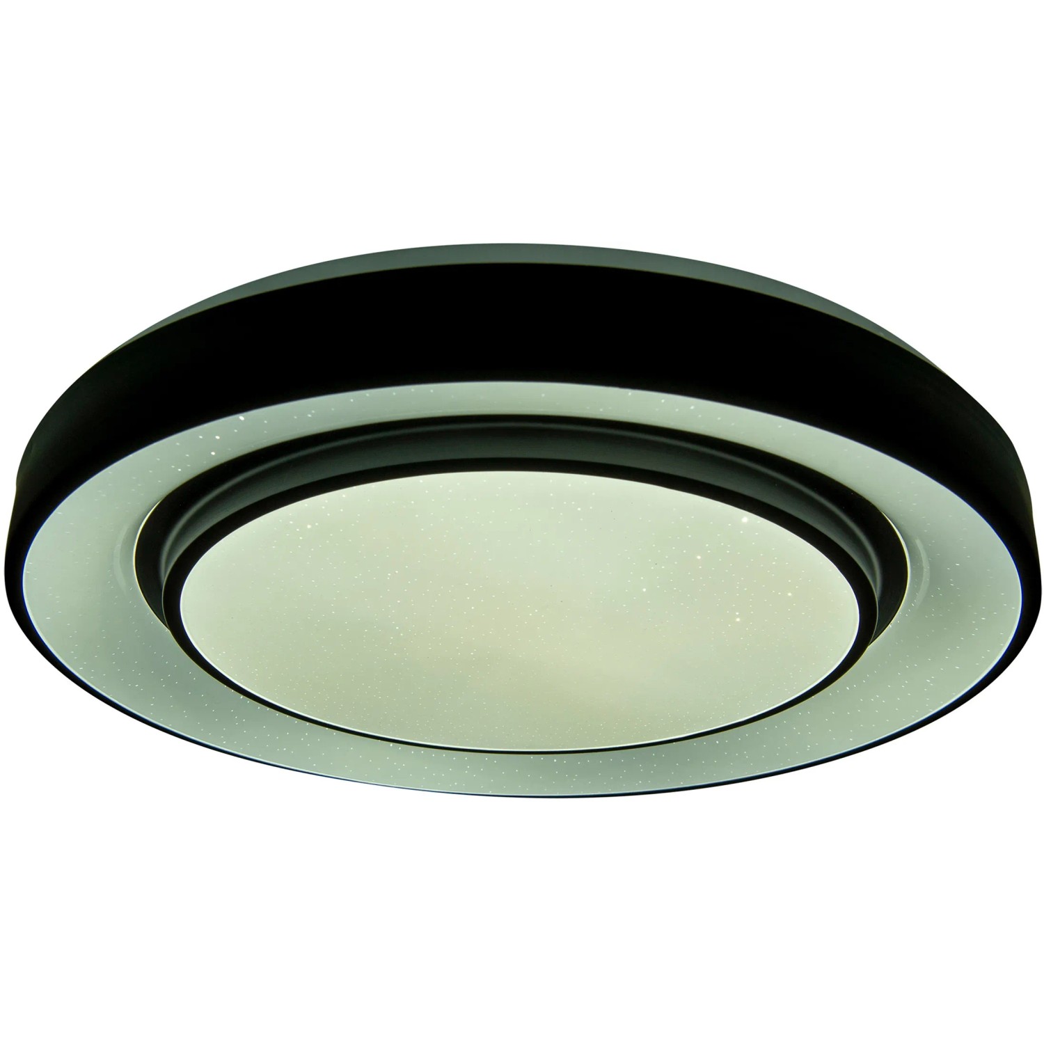 Runde LED-Deckenleuchte Monterey, 47,5 cm, mit schwarzem Rand. Moderne Deckenlampe für Wohnräume.