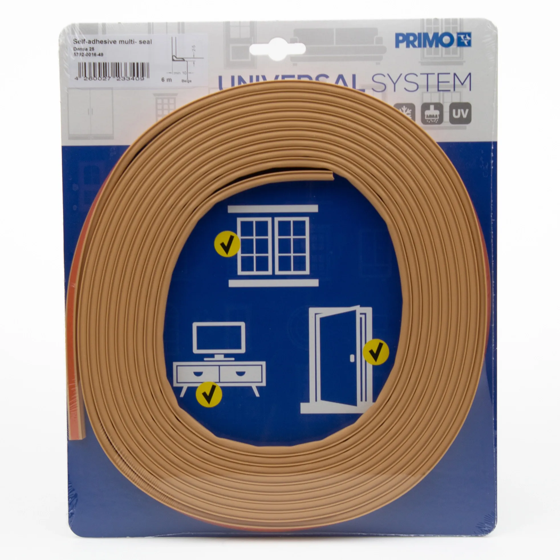 Primo Universaldichtung 10x5mm - 6 Meter Selbstklebend Gegen Zugluft & Kälte