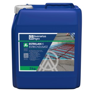 Blauer 5 kg Kanister Estrilan K Estrichzusatz für Trockenmörtel.