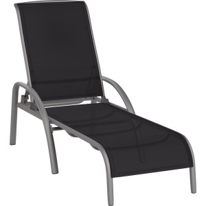 Sonnenliege Welsby, Aluminium/Textilen, grau/schwarz, klappbar und verstellbar.