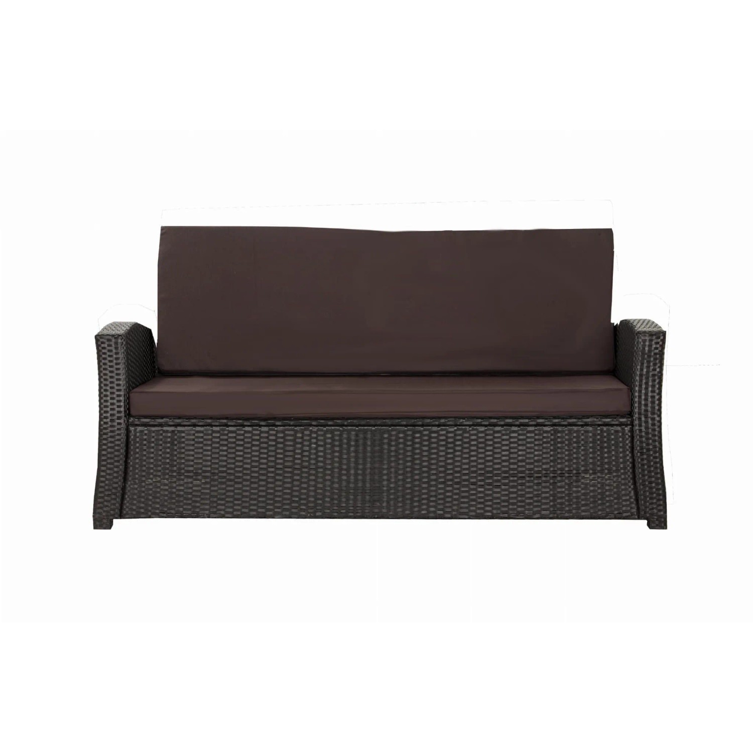 Braunes Gartenkissen-Set für 2-Sitzer Polyrattan-Gartensofa, 130x60x50cm.
