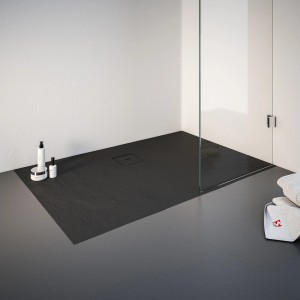 Rechteckige Schulte Duschwanne ExpressPlus, 140x90 cm, Anthrazit in Steinoptik.