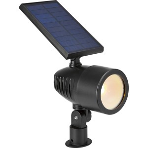Schwarzer LED Solar Spot Fano für Garten & Terrasse. Solar-Wegeleuchte mit warmweißem Licht.