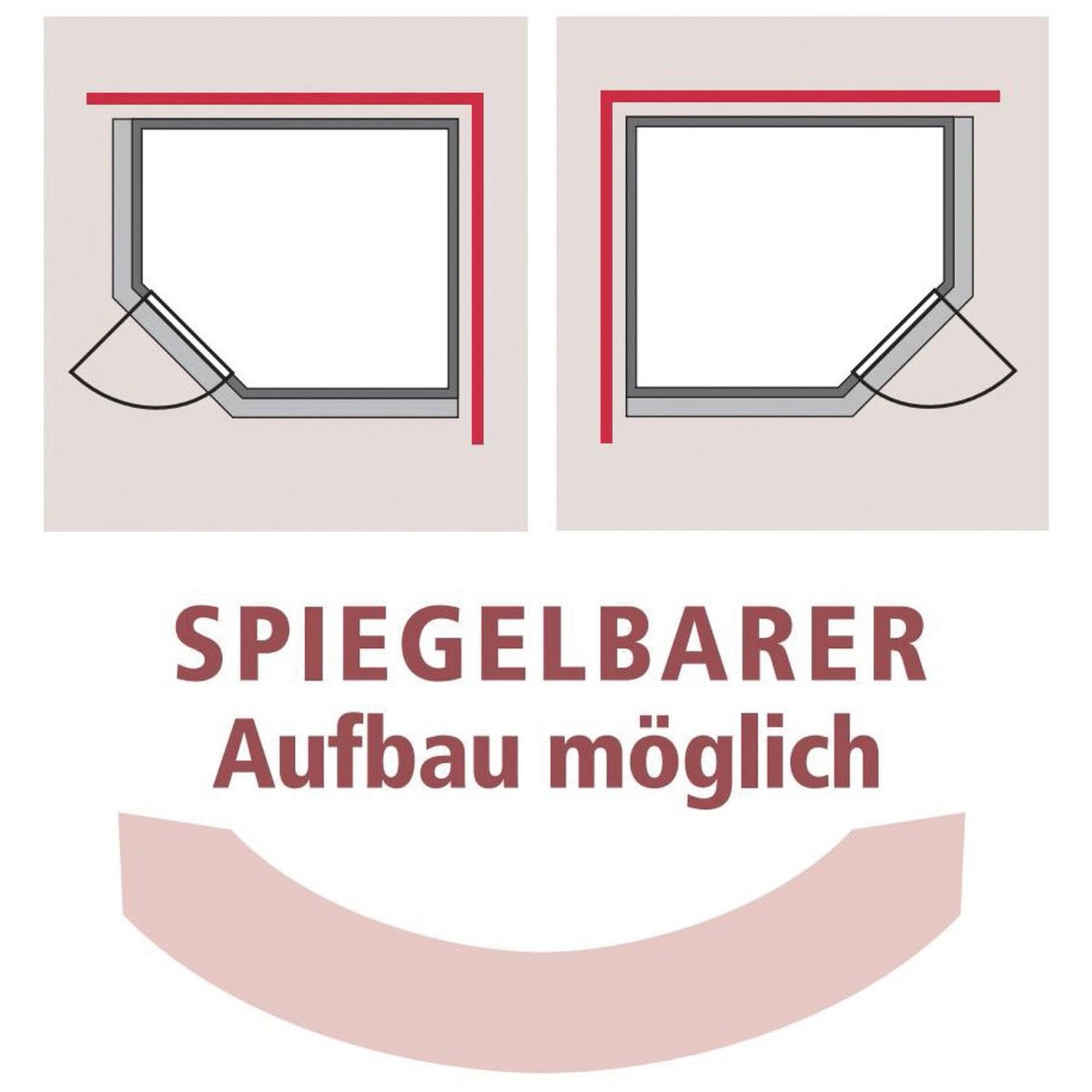 Karibu Sauna Jorma: Illustration des spiegelbaren Aufbaus der Saunakabine.